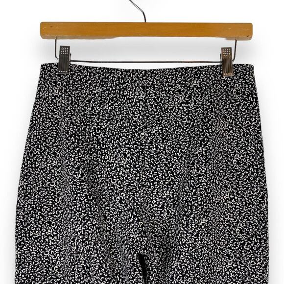 Anthropologie Womens Essential Crop Flare Pants Small Black Leopard Pull On - Picture 7 of 15